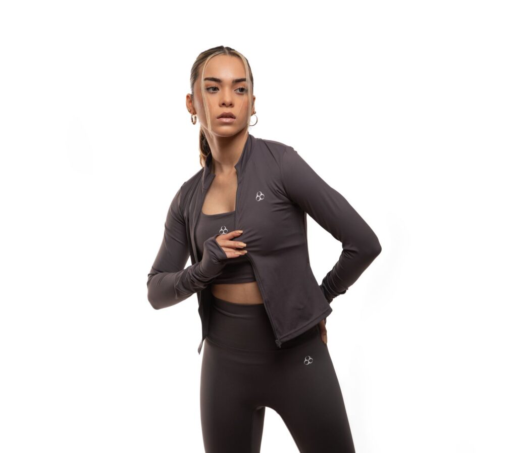 A woman in a chic athleisure outfit