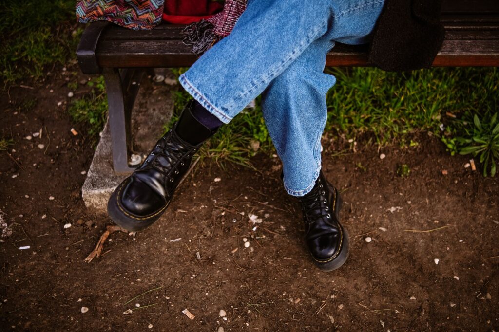 Ankle boots styled with cuffed jeans