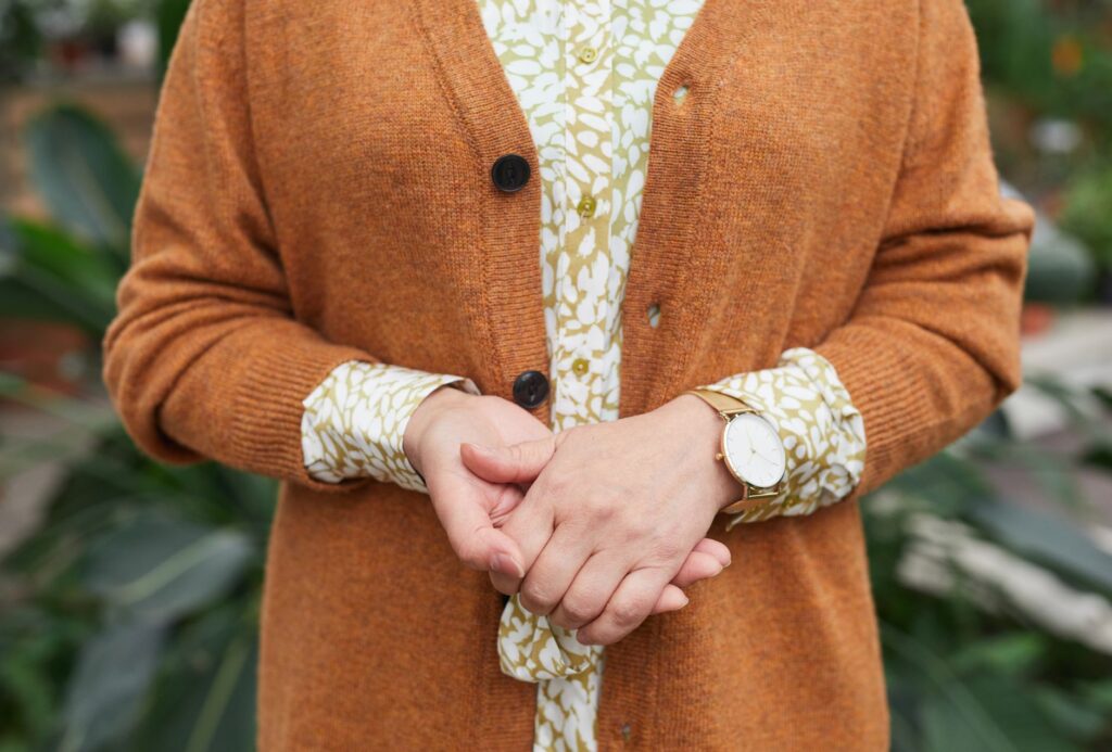 A woman in a cozy longline cardigan
