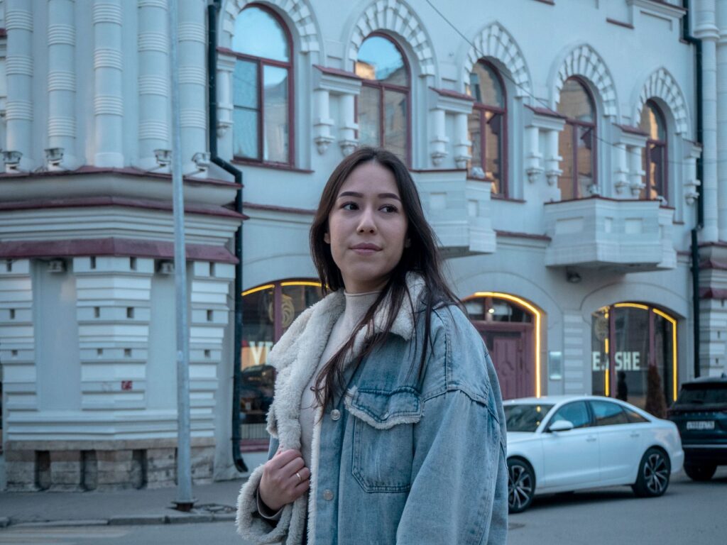 A denim jacket styled for the street