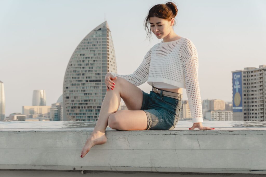 A woman in a chic city-break outfit